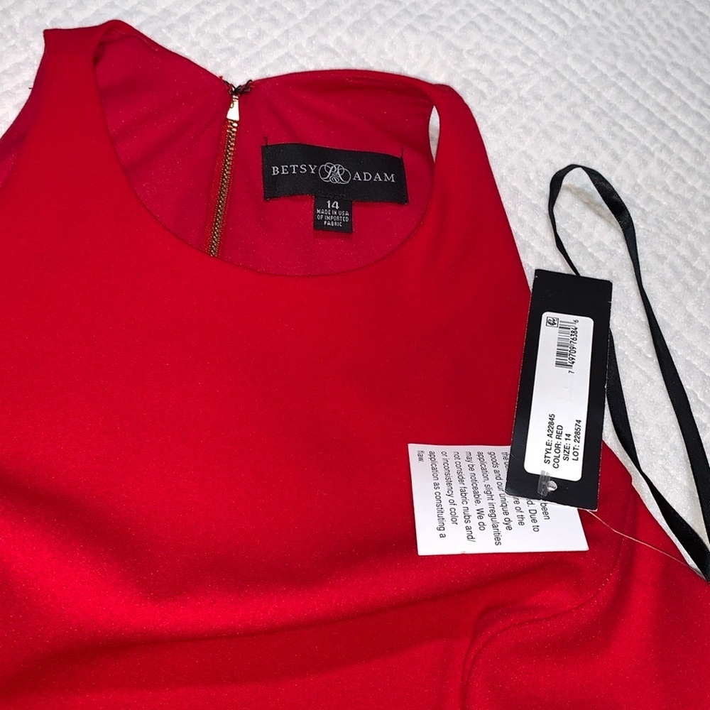 Betsy & Adam Red Ruffle Gown - Picture 15 of 16